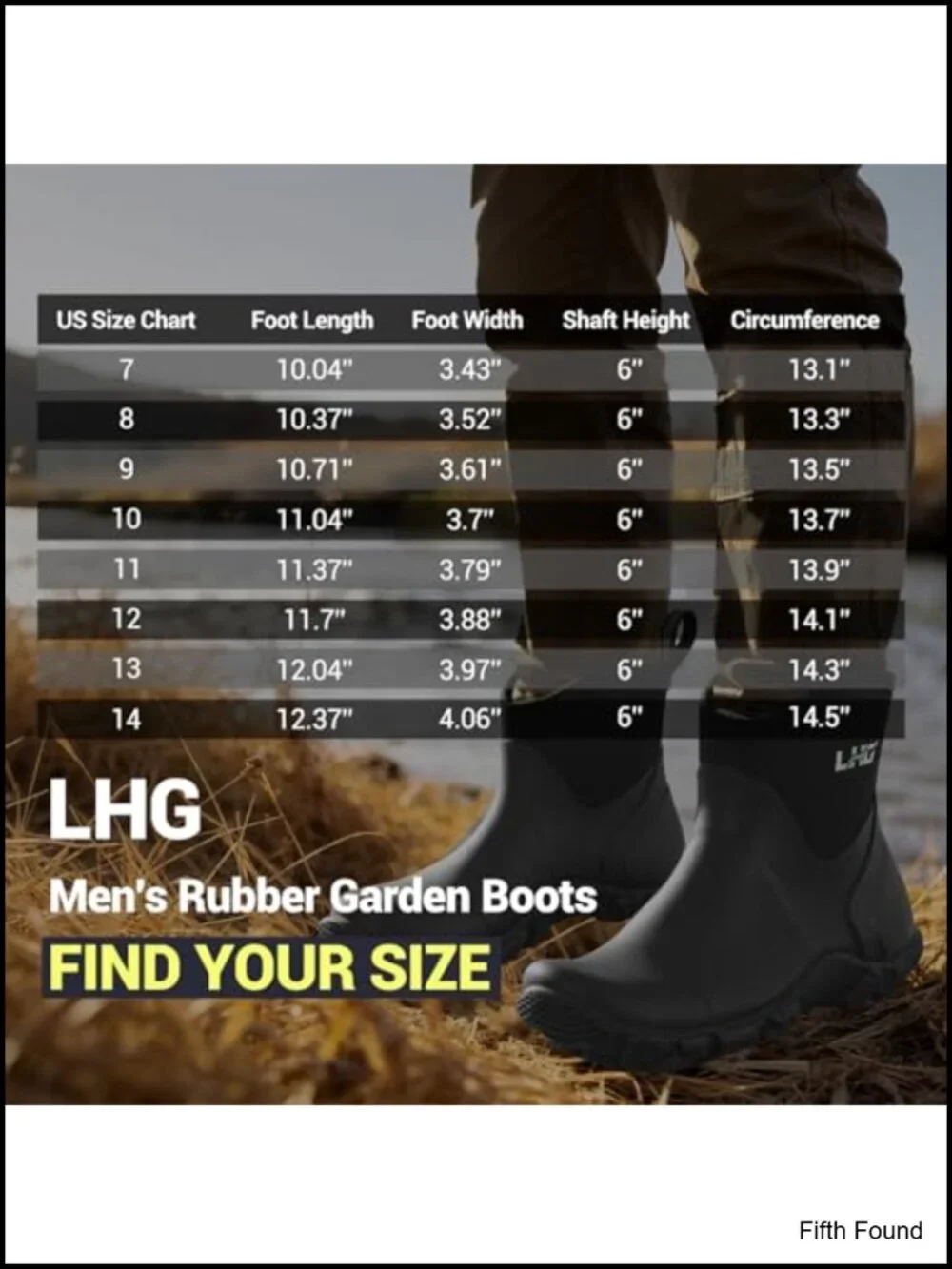 Men's Waterproof Ankle Rain Boots Neoprene Insulated Non Slip Garden Work Boots